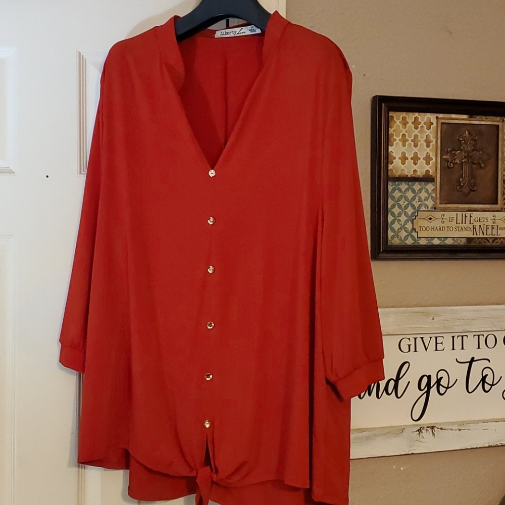 Size 3X  Liberty Love Red Blouse
